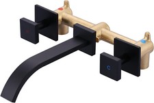 Wall Mount Bathroom Sink Faucet: Waterfall Bathroom Faucet Matte Black, 589