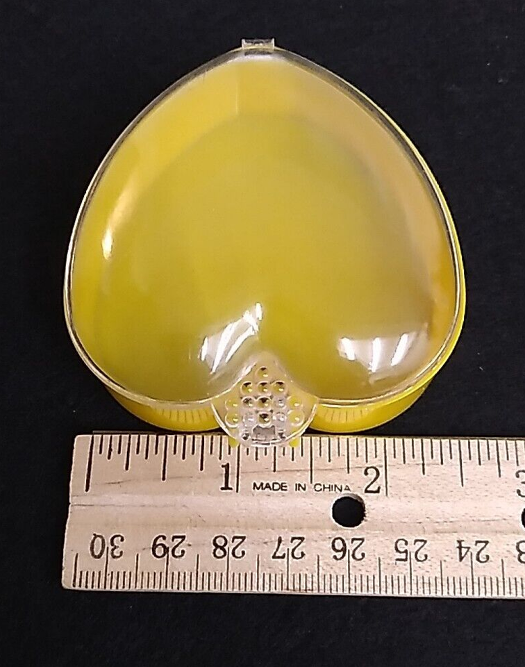 Heart Shaped Candy Container /Jewelry /Trinket Box Yellow Hinged