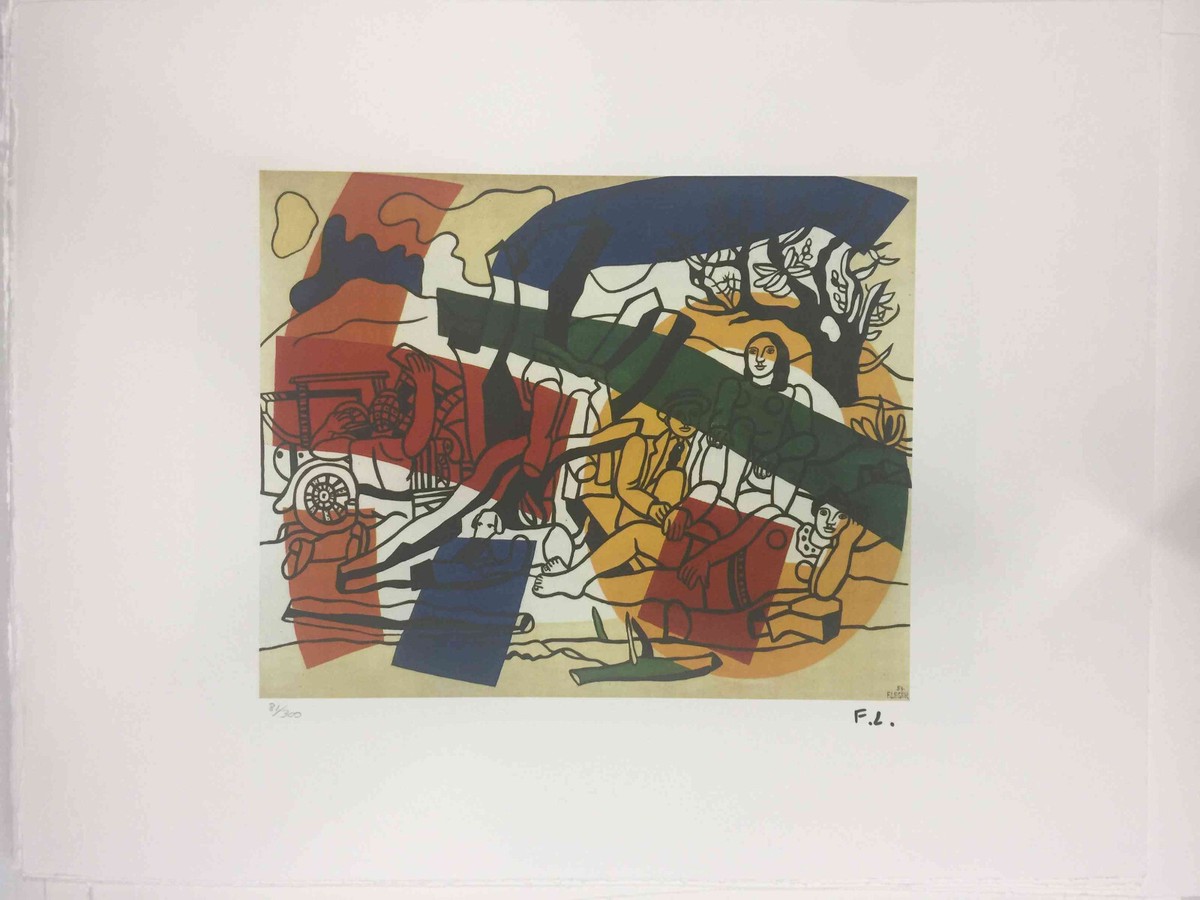Fernand Leger Lithography Off Set CM 50x65 Signature On Slab With