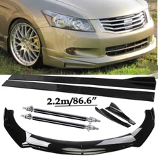 Front Bumper Lip Spoiler Side Skirts Rear Lip Glos Black For Honda Accord Seda