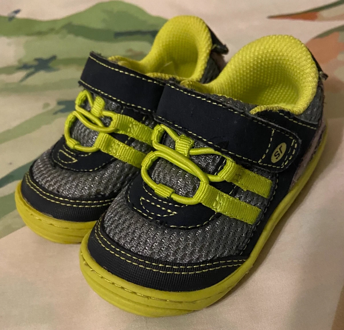 Stride Rite Ivan Green Blue Memory Foam Baby Boy Shoes Size 4 eBay
