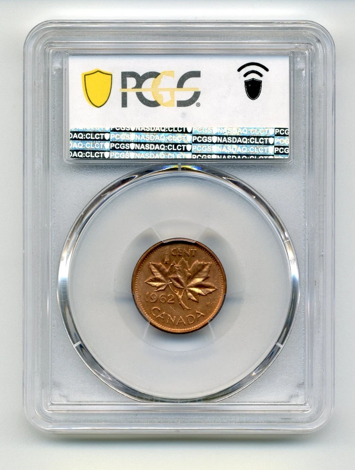 1962 Canada 1 Cent ERROR, Flip over Double Struck - PCGS Uncirculated MS64 RD - Image 2 of 3
