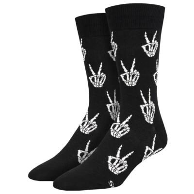 Socksmith Men's Halloween Socks RIP Peace Skeleton Hands Novelty Footwear