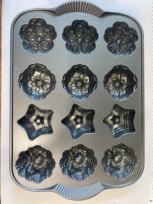 Nordic Ware Holiday Mini Muffin Pan cast Aluminum made in USA 2.7 cups