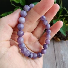 Natural Lepidolite Elastic Stretch Dainty Bracelet 8mm Round Gemstone Beads