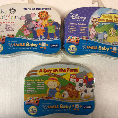 A DAY ON THE FARM ,BABY EINSTEIN , PIOH S HUNDRED ACRE V SMILE BABY vtech NEW