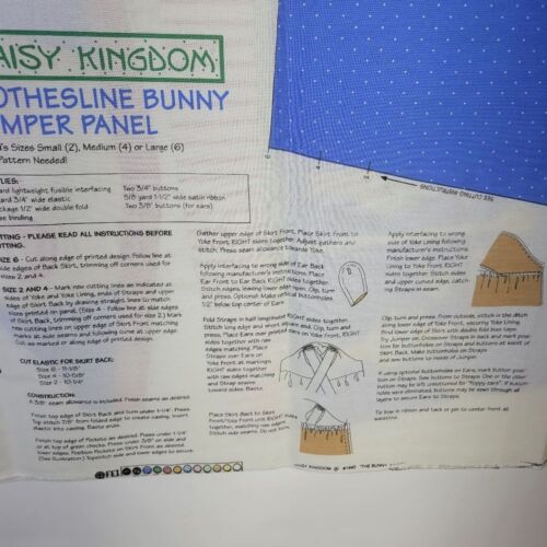 Daisy Kingdom Clothesline Bunny Jumper Panel 1 Fabric Panel Cut & Sew Uncut - Picture 3 of 16