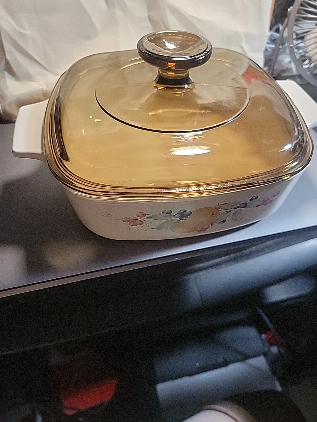 Corningware A1B 1 Liter Casserole Dish Abundance Pattern with Pyrex Lid