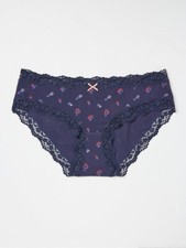 Fat Face Floral Stripe Short Knickers in Navy Blue