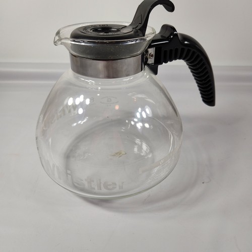 The Whistler Tea Kettle Carafe Pot Glass Stove top 8-Cup Black Gemco Retro VTG