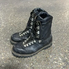 Vintage Chippewa Kush N Kollar Black Leather Shearling Lined Men Size 8D Vibram