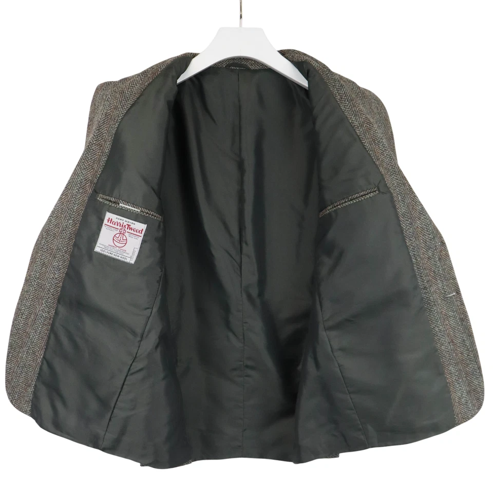 HARRIS TWEED Blazer Men's (UK) 40 Lined Brown Single Breasted Pure Wool Patches - Image 4 of 4