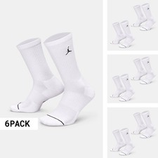 NIKE AIR JORDAN DRI-FIT CREW SOCK 6-PAIRS White Medium Youth5Y-7Y Wmn6-10 Men6-8
