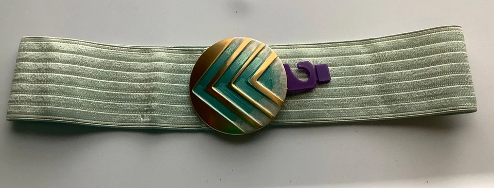 Charmant 皮带复古弹性弹力薄荷绿色带金色和绿色上釉扣新品 — 第 3/4 张图片