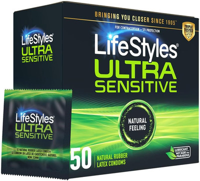 LifeStyles Ultra Sensitive Premium Lubricated Natural Latex Condoms Value Pack -