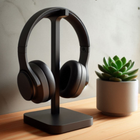Matte Black Headphone Stand – Modern 3D Printed Desk Holder for Gaming, Office