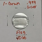 1 Gram .999 Fine Silver Bar - U. S. Flag, Item 4066