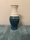Vintag Royal Haeger Blue Crosshatch Grid Vase 154 Mid Century Modern USA Pottery