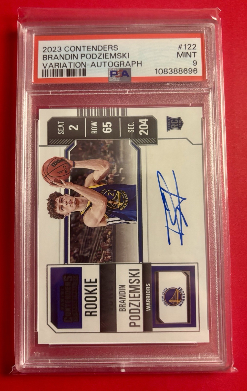 2023-24 Contenders Brandin Podziemski Variation Rookie Ticket Auto PSA 9 MINT