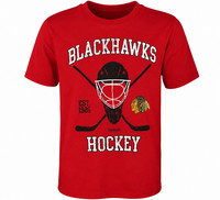 Reebok Youth Chicago Blackhawks Wappen Kurzarm T-Shirt, Small, Rot
