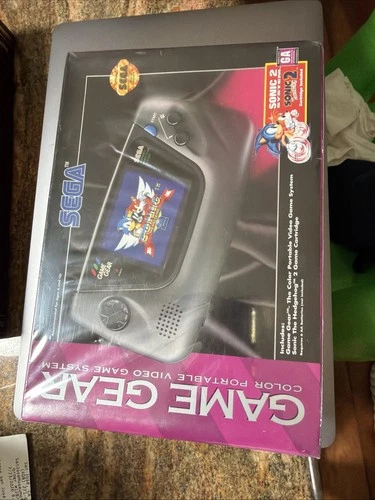 New Sega Game Gear Color Portable Game System + Sonic 2 Cartridge Vintage Gaming