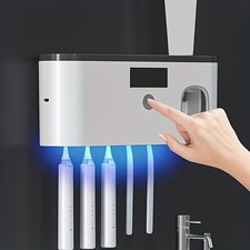 1PC Wall-mounted Toothbrush Holders for Bathrooms, with Toothpaste Dispenser