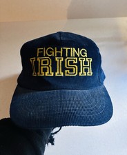 Vintage Notre Dame Fighting Irish SnapBack Corduroy Blue Hat 80s 90s College
