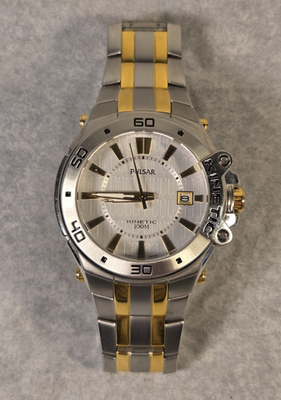 #ad PULSAR SEIKO KENETIC 100M TWO TONE STAINLESS MEN#x27;S WATCH Model YT57 X039 42mm $74.88