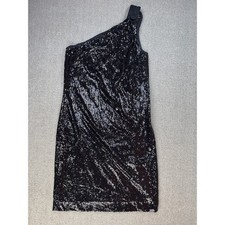 Tory Burch Dress Small Black Sequin One Shoulder Mini Cocktail Formal Event LBD