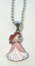 Nwot Disney Little Mermaid Ariel Charm 24" Ball Chain Necklace, Pink Dress