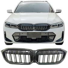 Front Bumper Grill Gloss Black Dual Slat Grille Fit 2023-25 BMW G20 LCI 3-Series