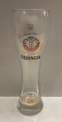 Erdinger Weissbrau Aus Bayern .5L With Gold Etching Beer Pilsner Glass