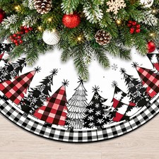 Christmas Tree Skirt Buffalo Plaid Xmas Decorations Tree Skirts Collar Mat