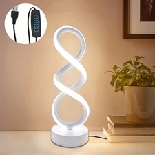 Modern Spiral Bedside Lamp-3 Colors Touch Control LED Table Lamp,Nightstand Lamp
