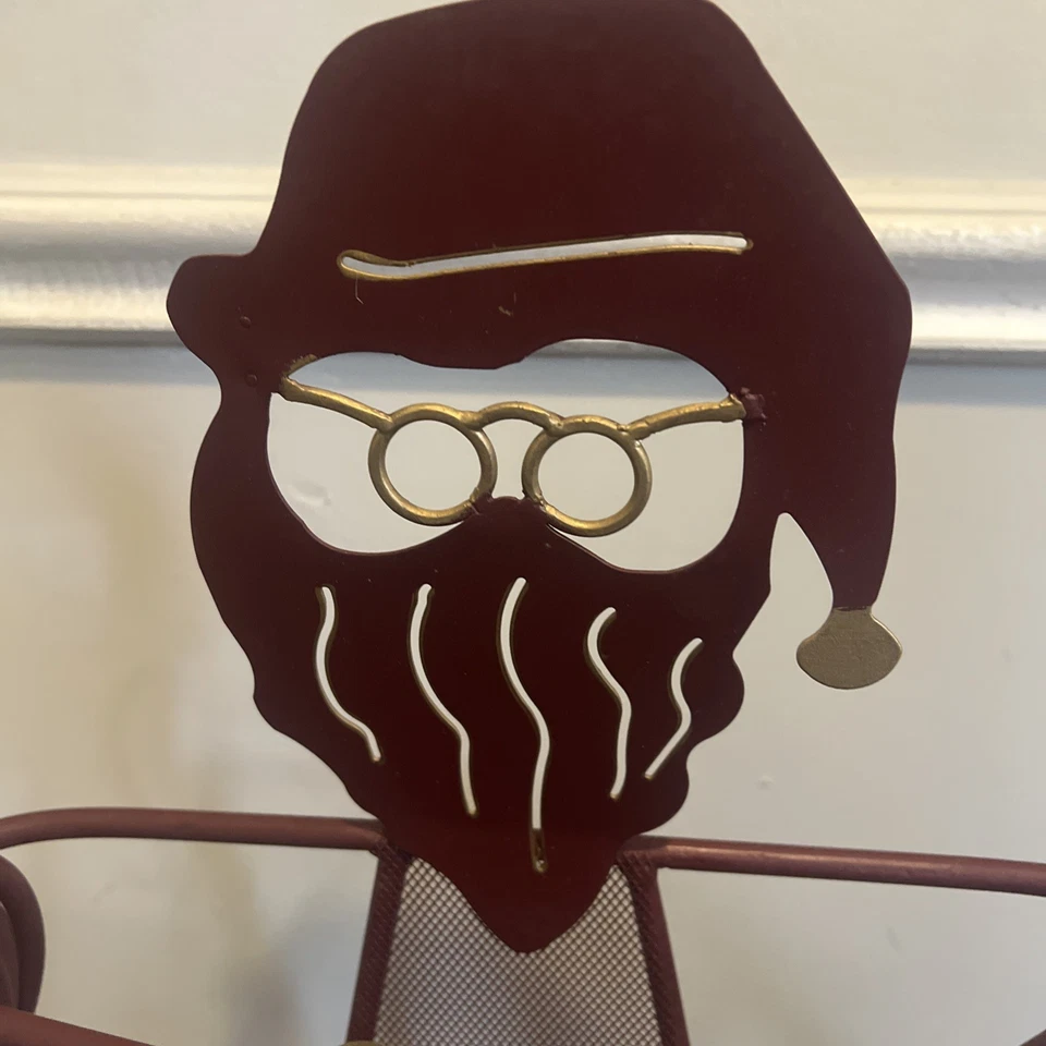 Juego de herramientas de chimenea de metal vintage de Papá Noel 4 piezas cabaña de Navidad país Foto 2 de 4