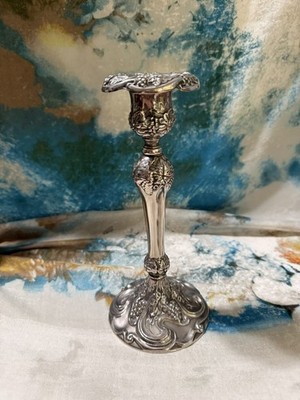 Vintage 8.5 in GODINGER Silver Candlestick Holder / Grapevine Design Ornate