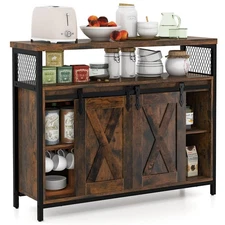 Industrial Buffet Sideboard Cabinet Farmhouse Coffee Bar Cabinet