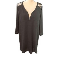 Forever 21 taupe cut out dress M polyster shift 