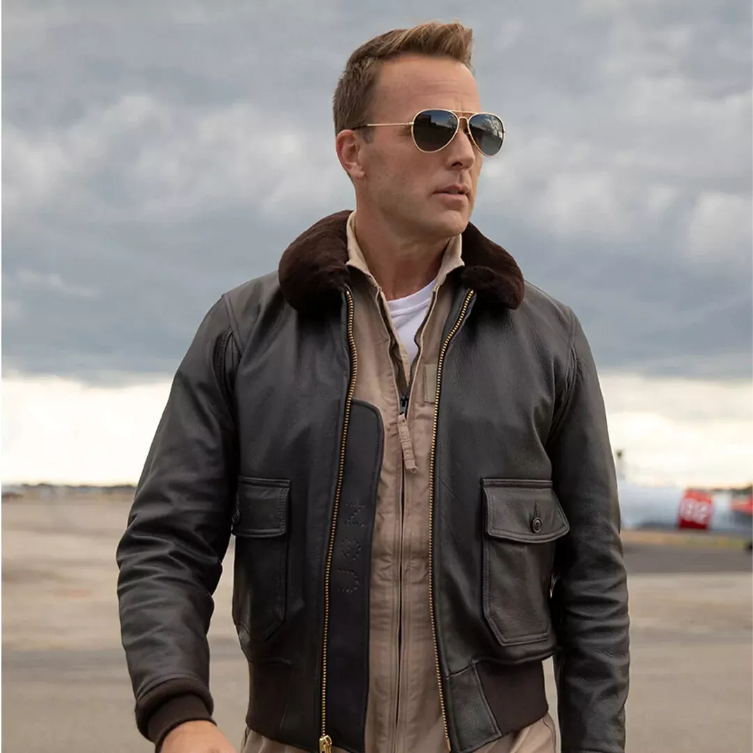 G1 US NAVAL FLIGHT MEN\'S BROWN AUTHENTIC COWHIDE LEATHER BOMBER JACKET USA  | eBay