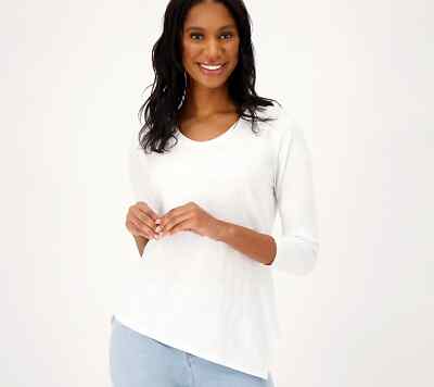 Studio Park x Amy Stran Asymmetrical Hem T-Shirt White Size X-Large XL A586169