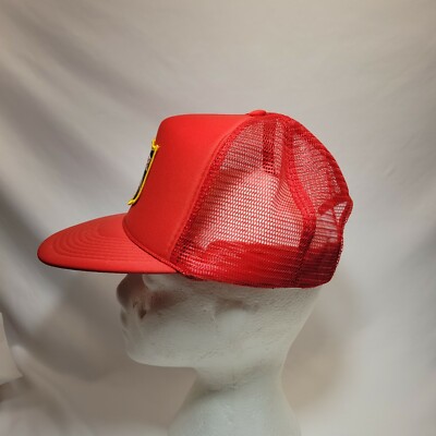 OTTO CAP, RIVER RATS RED CAP HAT 5 PANEL HIGH CROWN TRUCKER