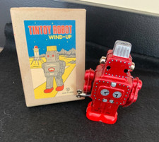 Vintage TINTOY Robot Wind-Up Made in Japan with Box MIB See Video Below