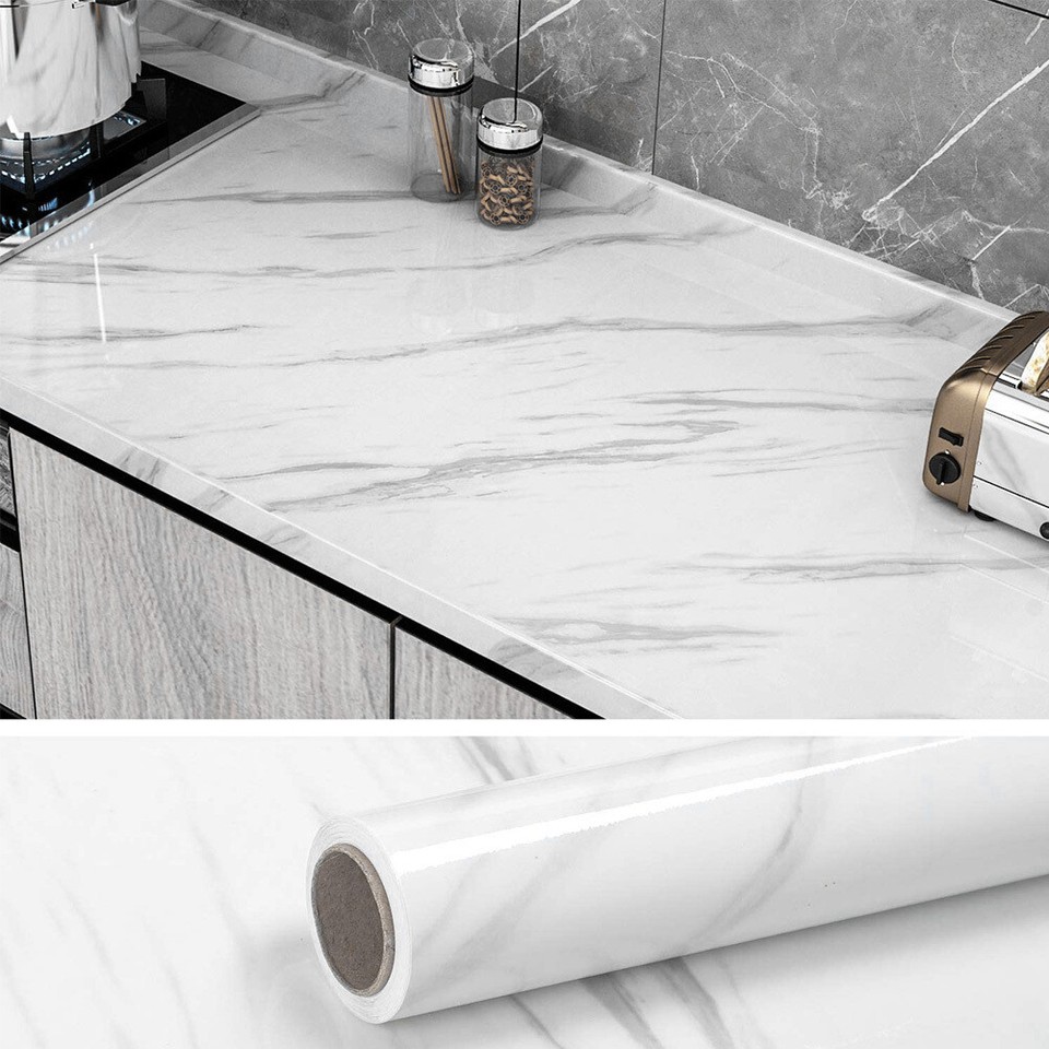 10*0.6M Kitchen Marble Worktop Covering Cupboard Self Adhesive Sticker Wrap Roll eBay