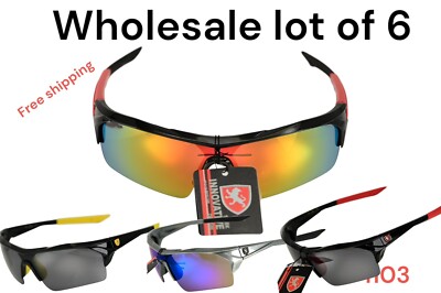 Wholesale Lot Of Six  Khan Sunglasses  Wrap Around Driving- Golf -baseball-1103