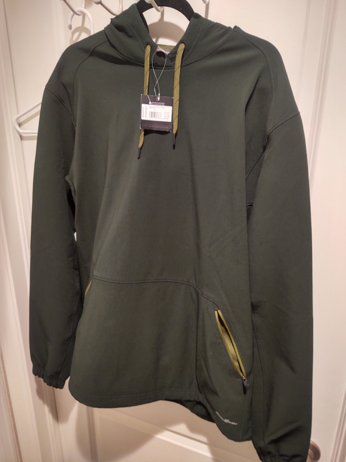 Eddie Bauer MT LS Camp Tek Hoodie Men's M Dark Olive Water resistant Zip pockets