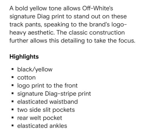 off white caravaggio - Print track pants mens size L