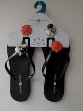 LINDSAY PHILLIPS Switch Flops FLIP SHOES 6 Kelli Black & 2 sets of SNAP GEMS NEW