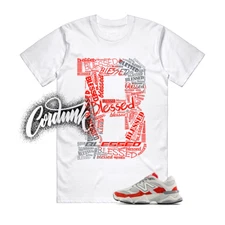 9060 White Red Grey T Shirt Match B BLS