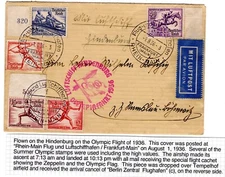Hindenburg 1st North American Flight 1936 Bernet Cachet On Board Cancel