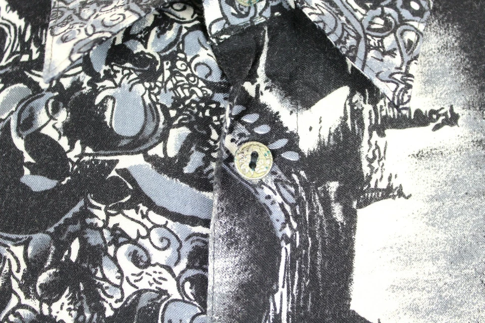 Camisa Hawaiana Próximas Originales Para Hombres Grande Aloha Negro Blanco Tribal Dragón Foto 4 de 4